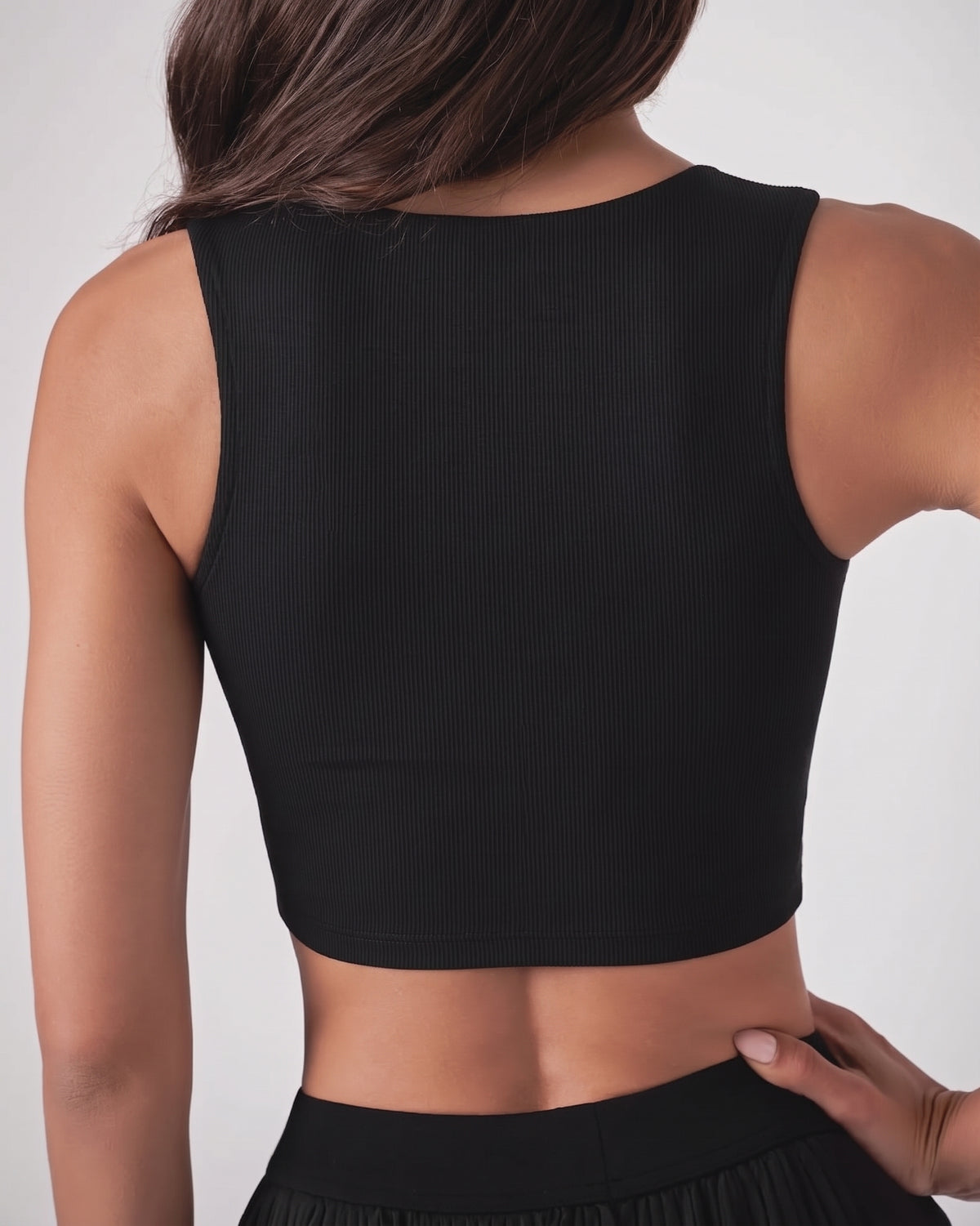 Ensemble Serena Tennis &amp; Padel – Marron – Brassière crop top rembourrée + Jupe
