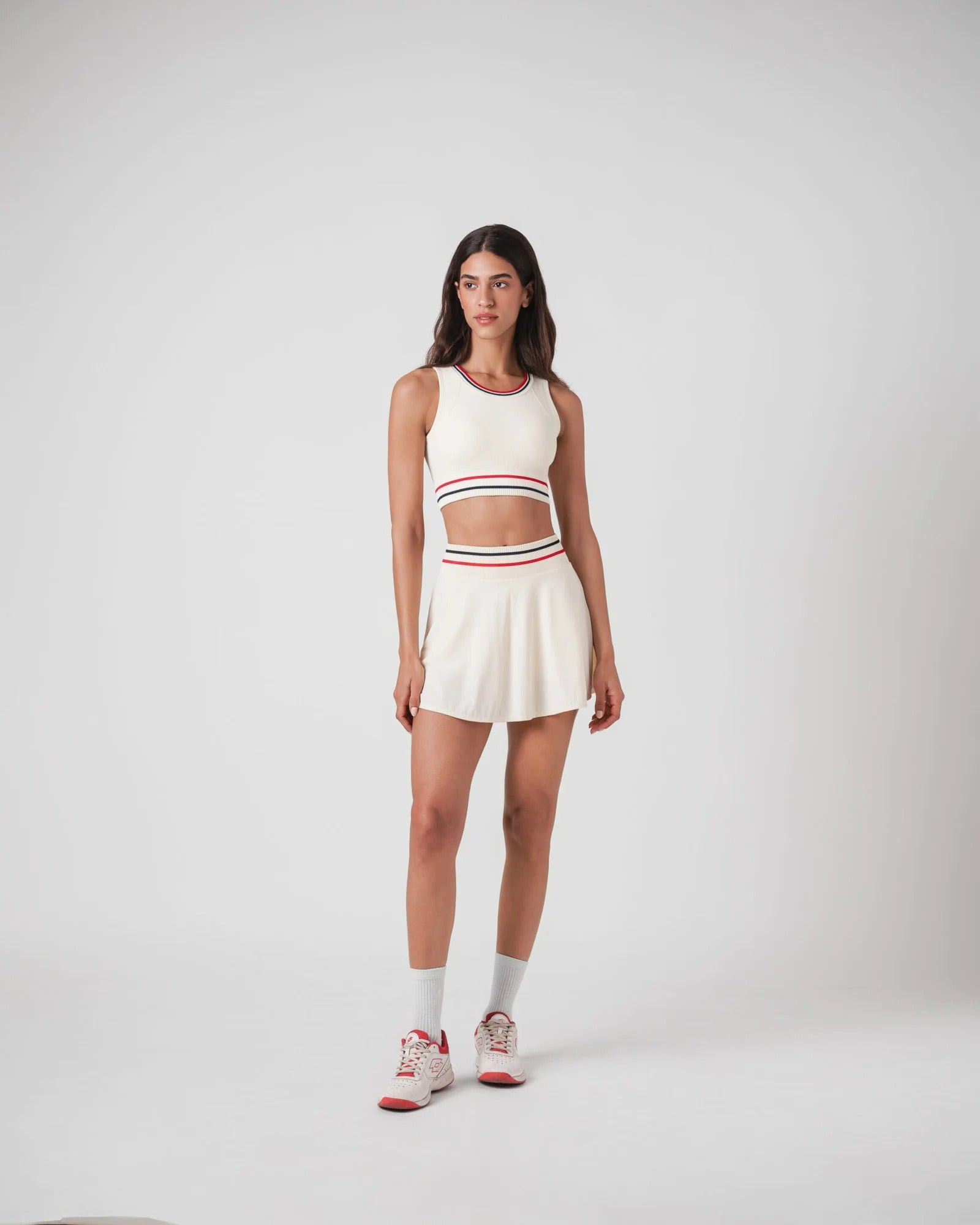 Ensemble Aryna Rétro Tennis &amp; Padel – Vert royal – Brassière Rembourrée + Jupe